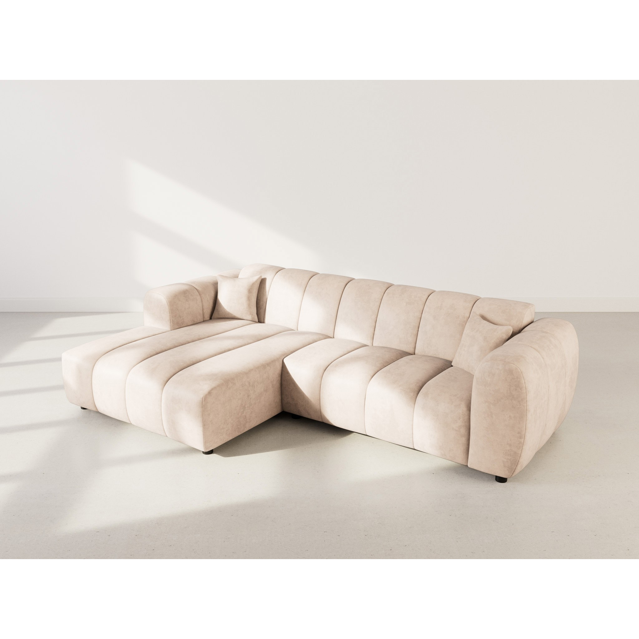 Curtis - canapé d'angle gauche 4 places en simili - Beige