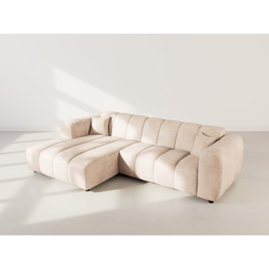 Curtis - canapé d'angle gauche 4 places en simili - Beige