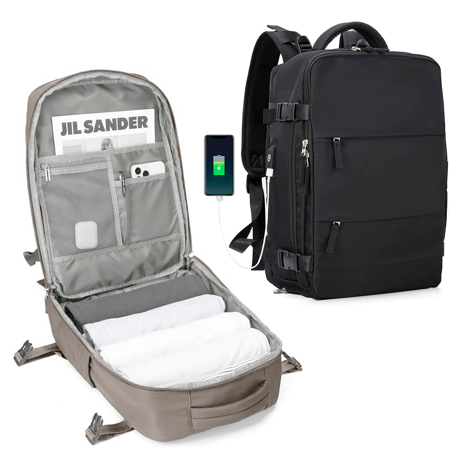 Zaino da viaggio per cabina ad alta capacità con multicompartimento (calzature, abbigliamento, portatile).