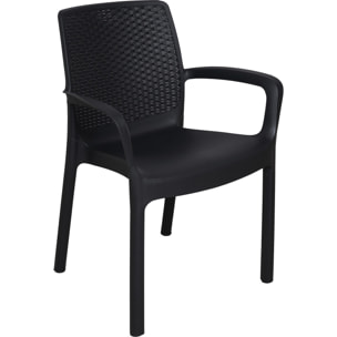 Sedia da esterno Torino, Seduta da giardino, Sedia per tavolo da pranzo, Poltrona outdoor effetto rattan, 100 % Made in Italy, Cm 54x60h82, Antracite