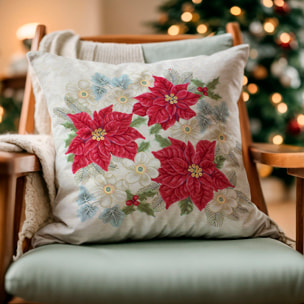 COPPIA CUSCINI NATALIZI JACQUARD SFODERABILI 50X50 CM STELLA DI NATALE