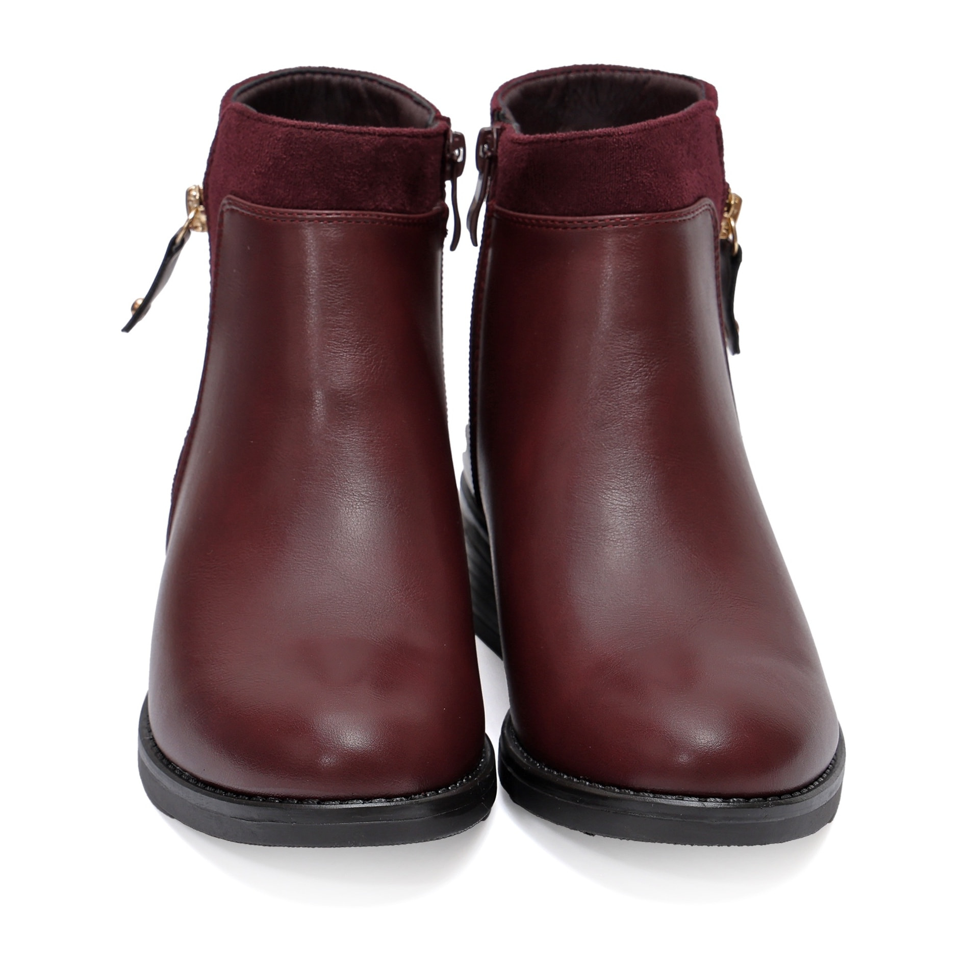 Stivaletti in simil pelle con lampo dorata