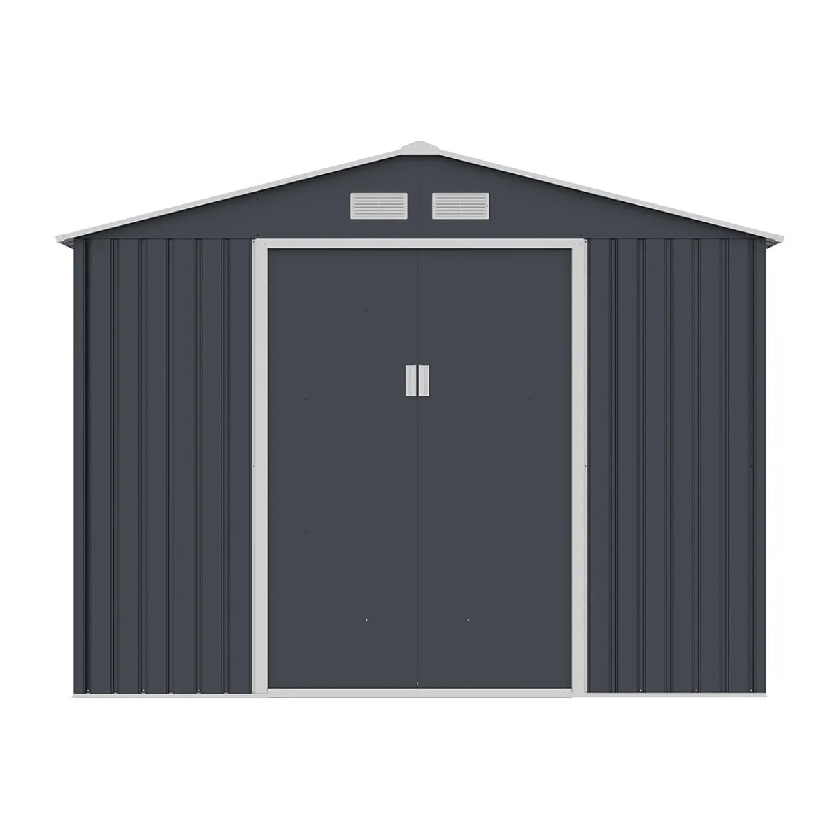 Abri de jardin métal anthracite 8,25 m² + kit d'ancrage