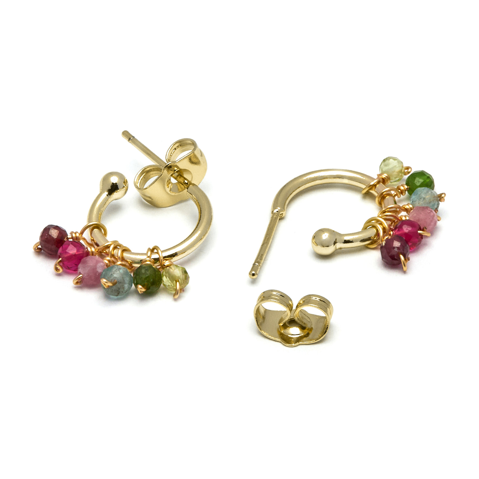 Pendientes de Cristal Multicolor acabados en oro amarillo de 18K