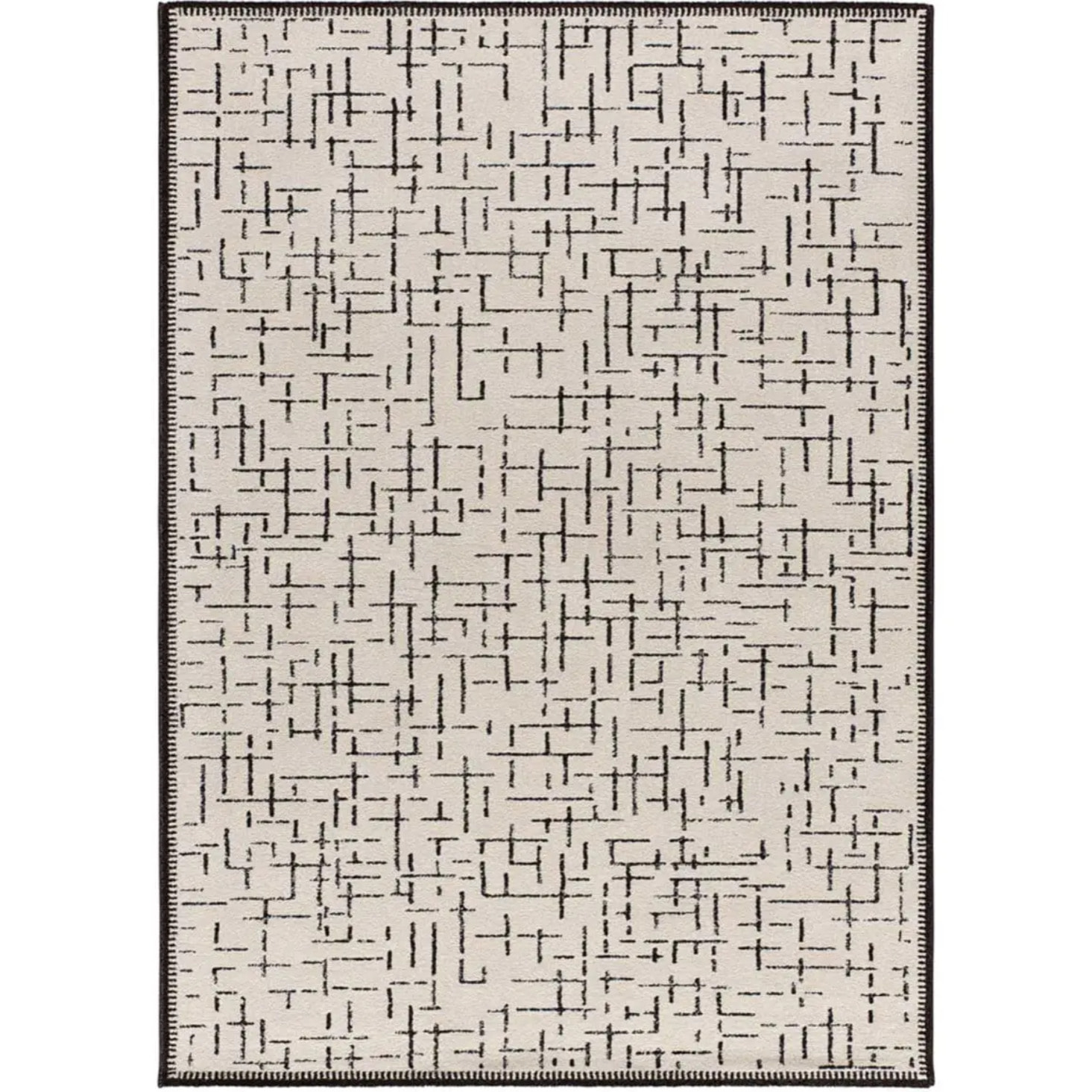 RETRO Alfombra pelo corto con diseño geométrico en blanco y negro, varias medidas disponibles.