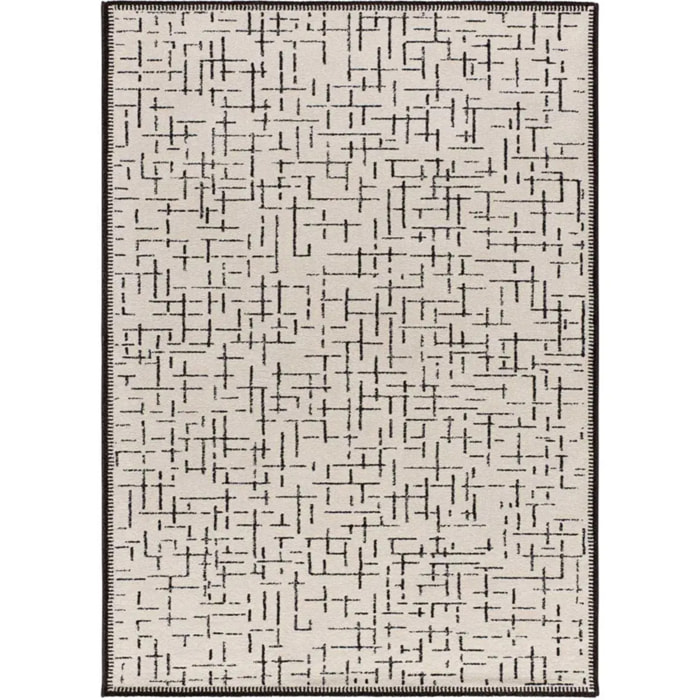 RETRO Alfombra pelo corto con diseño geométrico en blanco y negro, varias medidas disponibles.