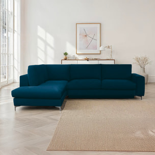 Canapé d'Angle Gauche Velours Fiesole, 3 Places, Couchage Intégré, Coffre de Rangement, Housse Déhoussable