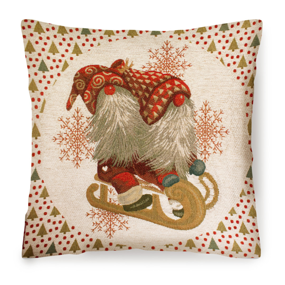 COPPIA CUSCINI ARREDO JACQUARD SFODERABILI 50X50 CM GNOMI SLITTA