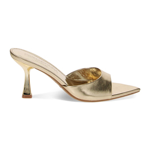 Mules Open Toe doradas en laminado