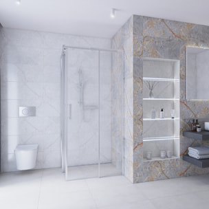Pack WC bâti-support Geberit + WC sans bride Swiss Aqua Technologies + Abattant SoftClose + Plaque chrome (GebBrevis-C)