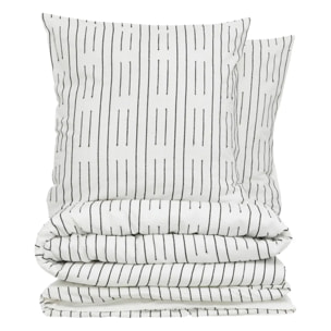 Parure de lit Kain coton blanc/noir 260x240cm