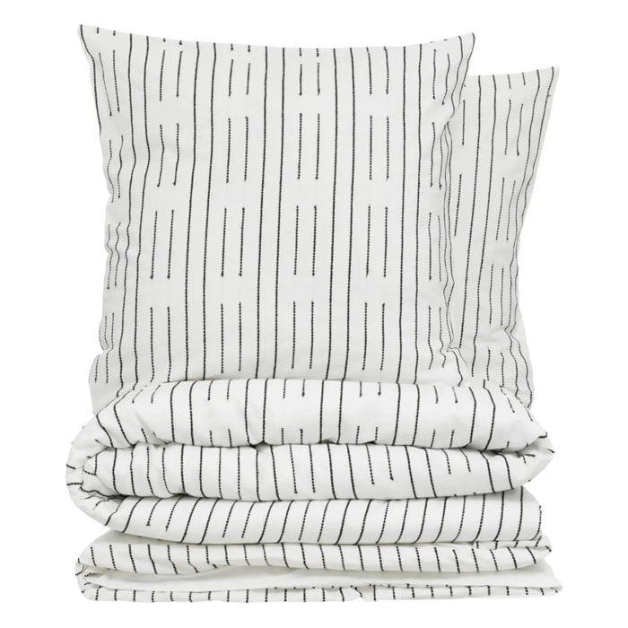 Parure de lit Kain coton blanc/noir 260x240cm