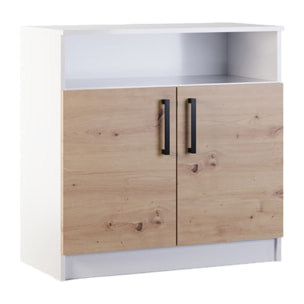 Hayato - commode - effet bois et blanc - 80 cm - Bois / Blanc