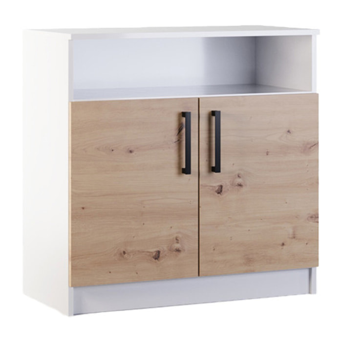 Hayato - commode - effet bois et blanc - 80 cm - Bois / Blanc