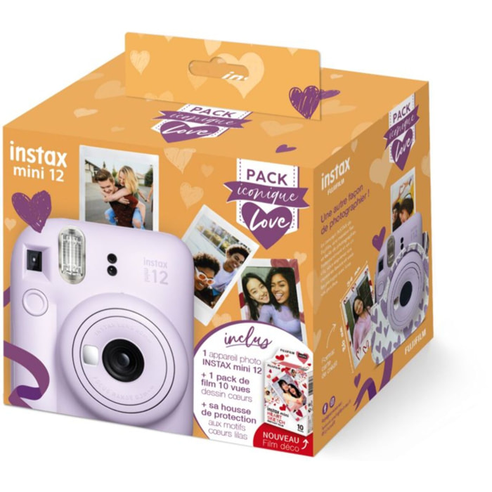 Appareil photo Instantané FUJIFILM Intax Mini 12 Lilas Pack iconique Love