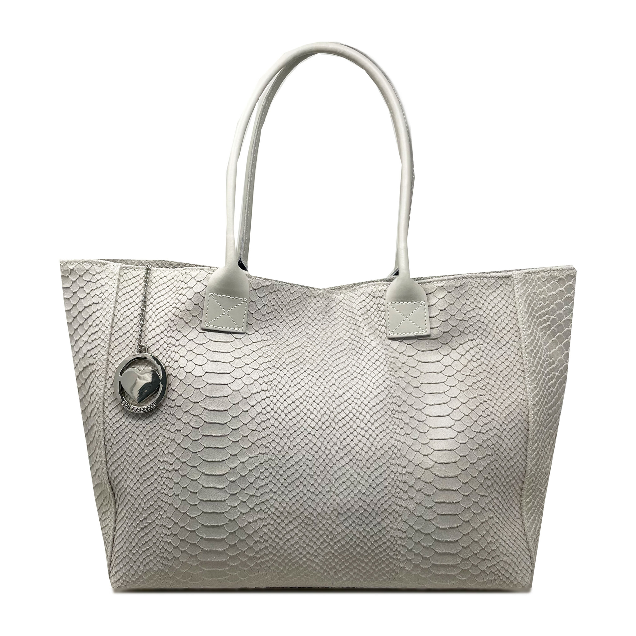 Chicca Borse - Borsa a Spalla Donna in Vera Pelle - Colore Pitonato Beige