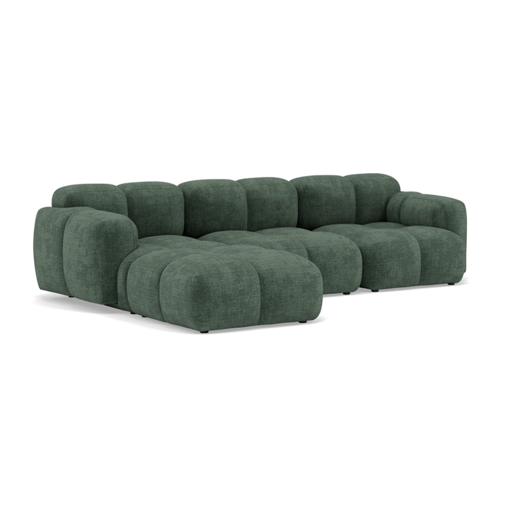 Grace - canapé modulable d'angle réversible 4 places en velours texturé - Vert