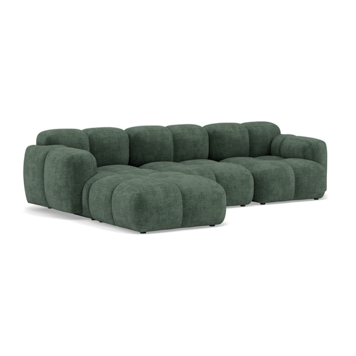 Grace - canapé modulable d'angle réversible 4 places en velours texturé - Vert