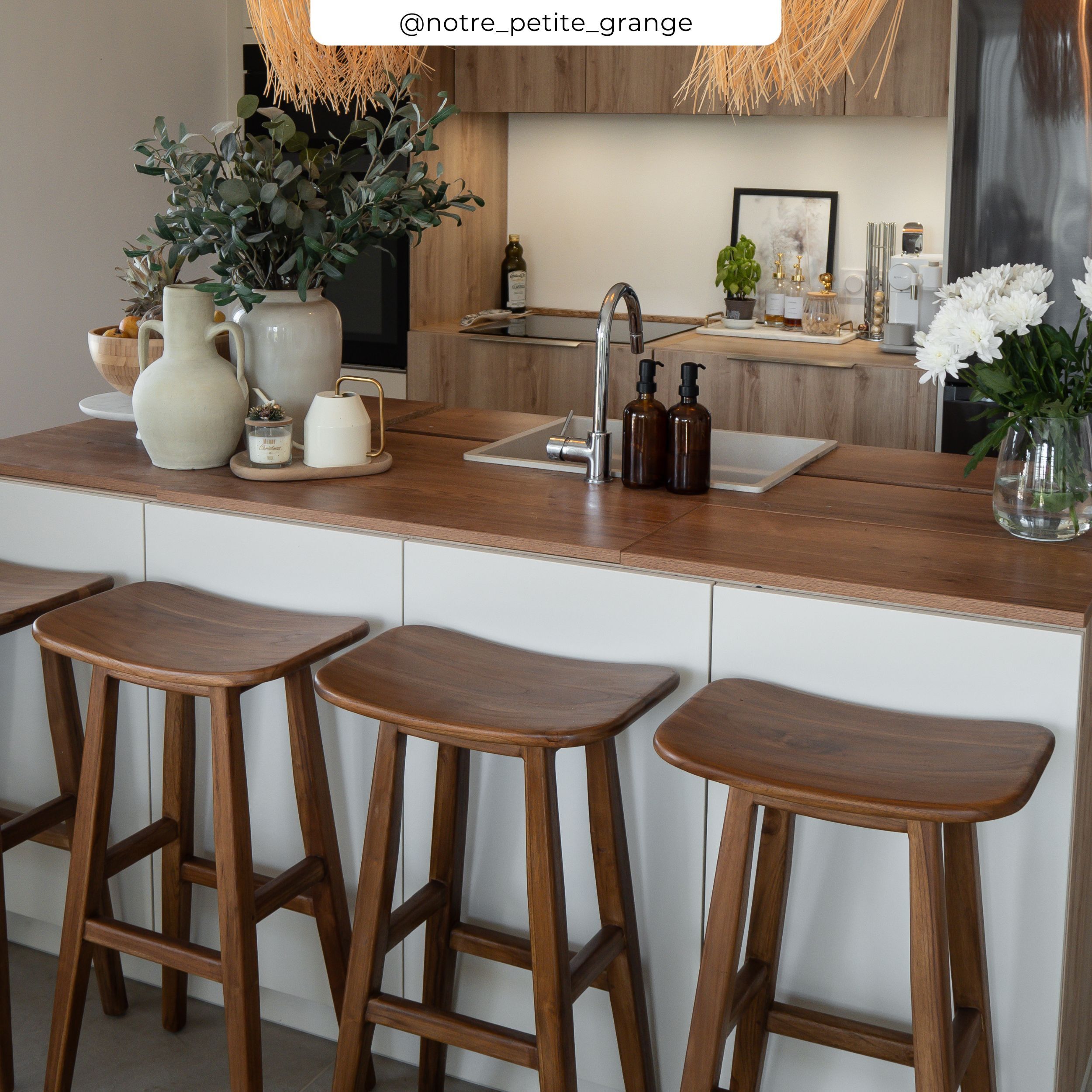 Tabouret de bar en bois de teck 77 cm - Vittoria