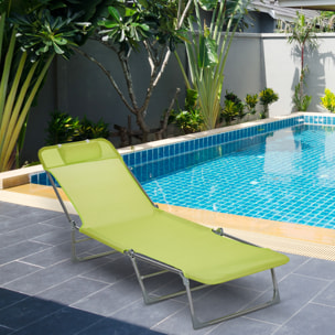 Tumbona Plegable y Reclinable con Reposacabezas y Respaldo Ajustable Verde