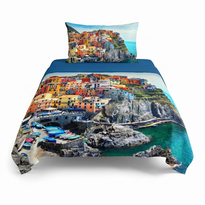 Completo lenzuola singolo in cotone con stampa alta qualità, set letto con lenzuolo sopra, sotto con angoli e federa, morbido e traspirante per pelli sensibili, colori brillanti e durevoli, certificato OEKO-TEX, comfort quotidiano e design decorativo