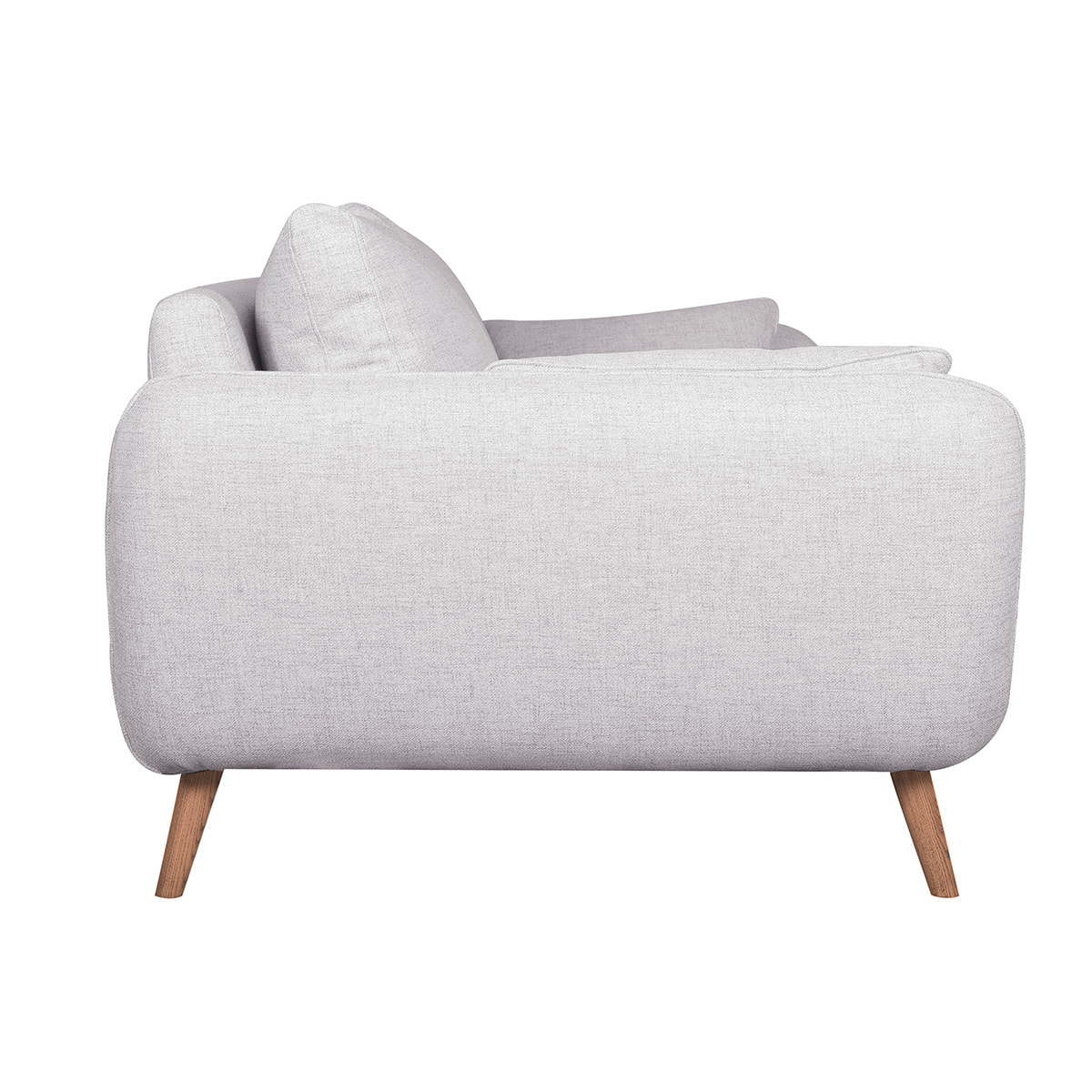 Canapé scandinave 3 places en tissu gris clair chiné et bois clair CREEP