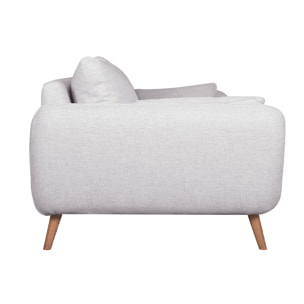 Canapé scandinave 3 places en tissu gris clair chiné et bois clair CREEP