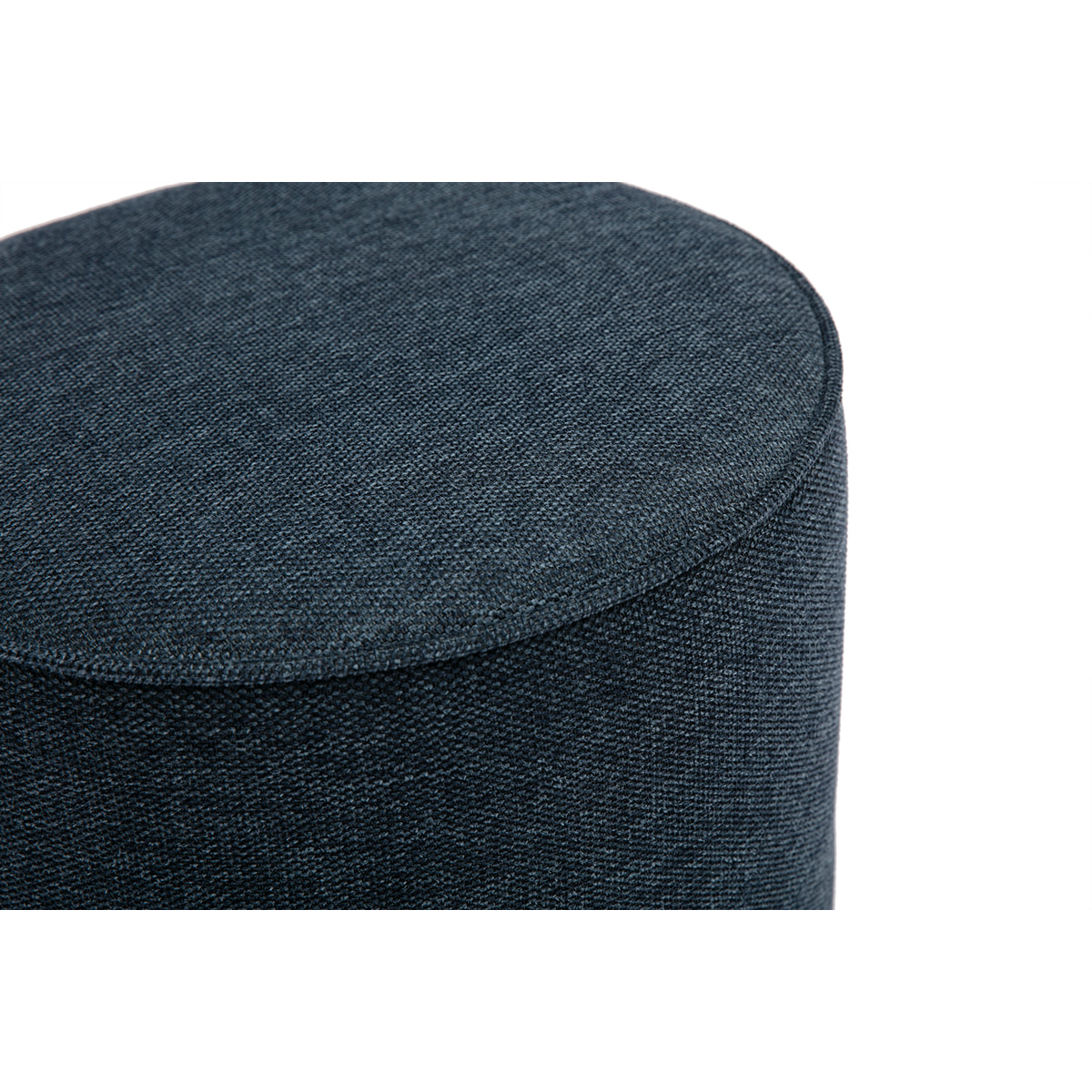 Pouf rond en tissu effet velours texturé bleu foncé D40 cm PAUL