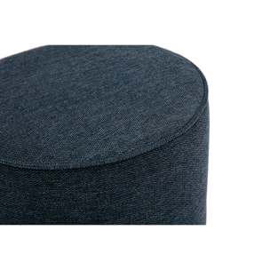 Pouf rond en tissu effet velours texturé bleu foncé D40 cm PAUL