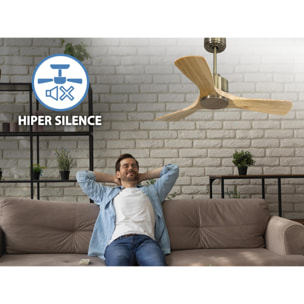 Ventilateur de plafond Réversible  Thermostat Wifi Moteur à courant continu Toits en pente Télécommande Hypersilence Mémoire
