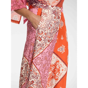 Elena Mirò - Pantalones estampados de viscosa - Naranja sol