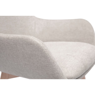 Chaises en tissu effet velours texturé beige et bois clair (lot de 2) ALESS
