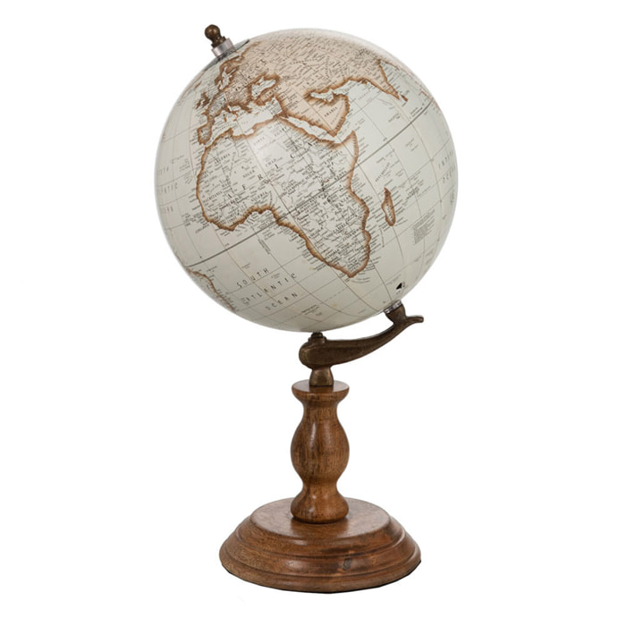 J-Line globe Sur Pied - bois - blanc - naturel - medium