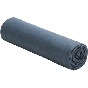 Drap Housse - Bonnet:30cm 100%lin LavÉ Bleu Ermeraude