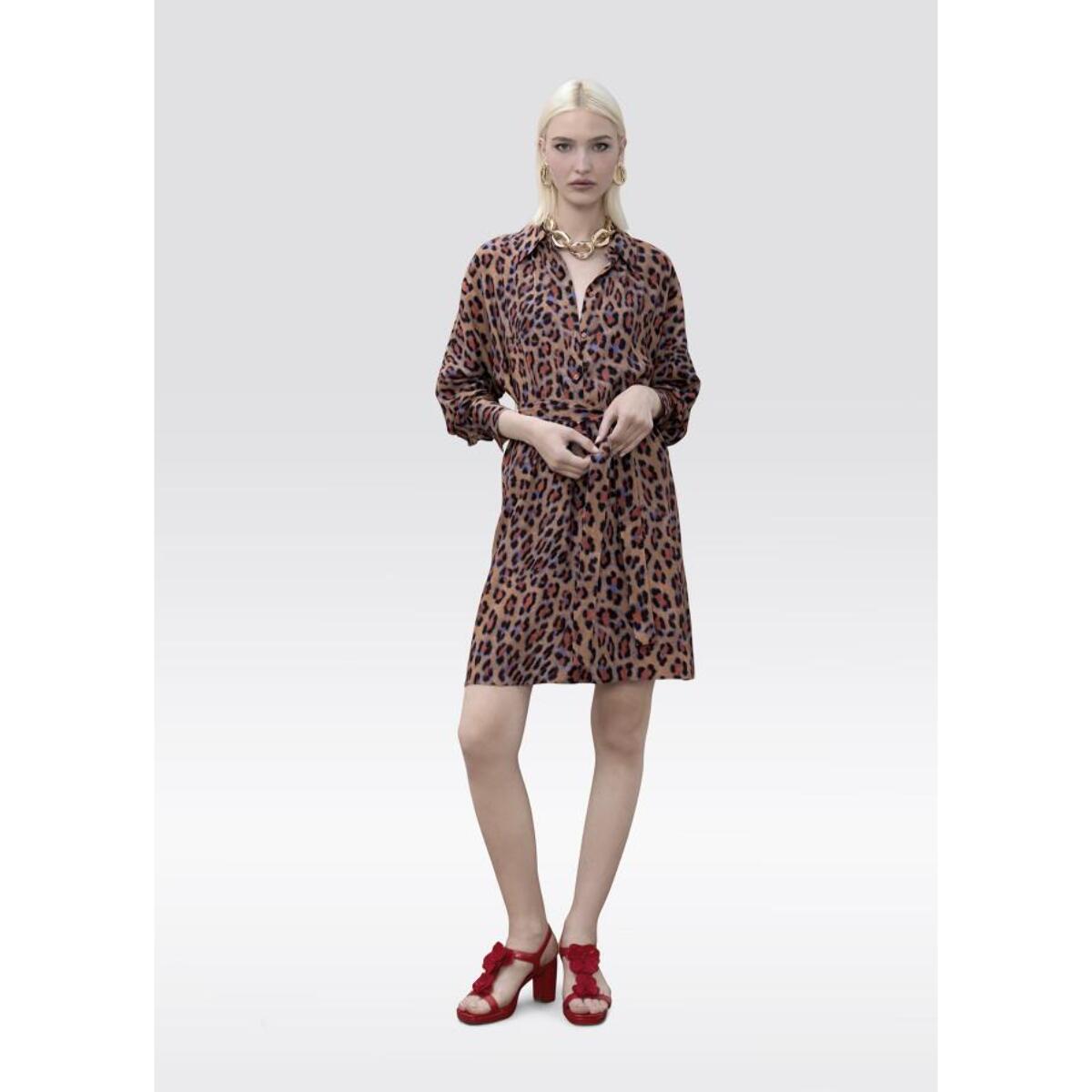Abito corto con stampa animalier