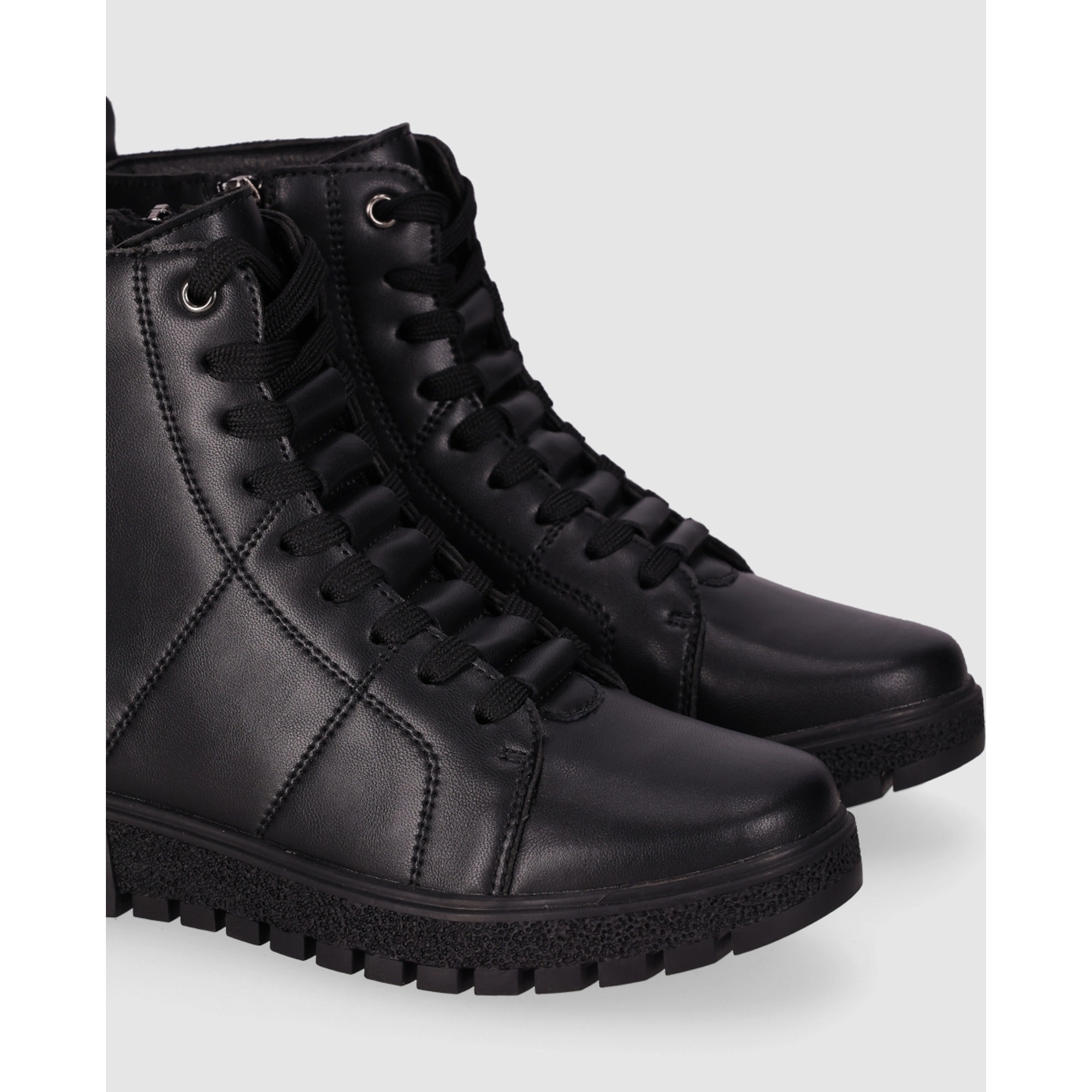 Botines de Piel - Negro - Tacón: Bajo