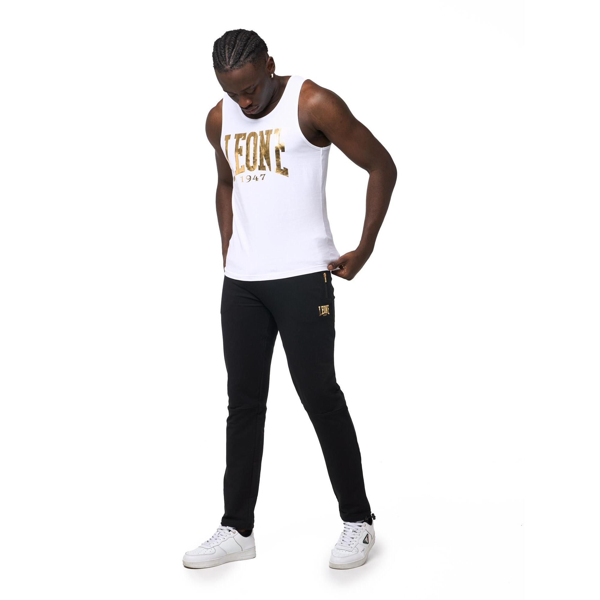 Canotta uomo Leone 1947 Apparel con maxi logo dorato. Per allenamento.