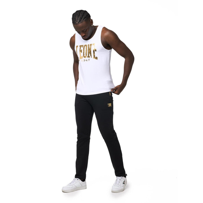 Canotta uomo Leone 1947 Apparel con maxi logo dorato. Per allenamento.