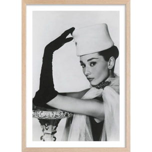 Affiche de film avec Audrey Hepburn Affiche + cadre en bois - Chêne