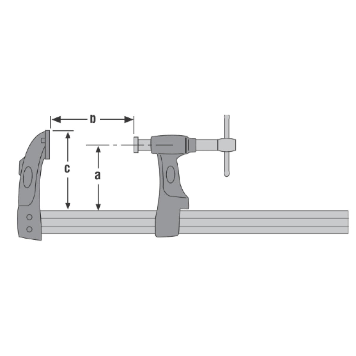 Serre joint URKO - Super Extra - serrage 600mm - saillie 125mm - rail 40x10mm - 4003P