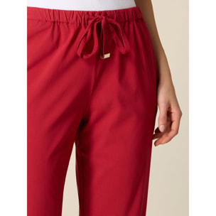 Oltre - Pantalones cropped de tela mezcla viscosa - Rojo