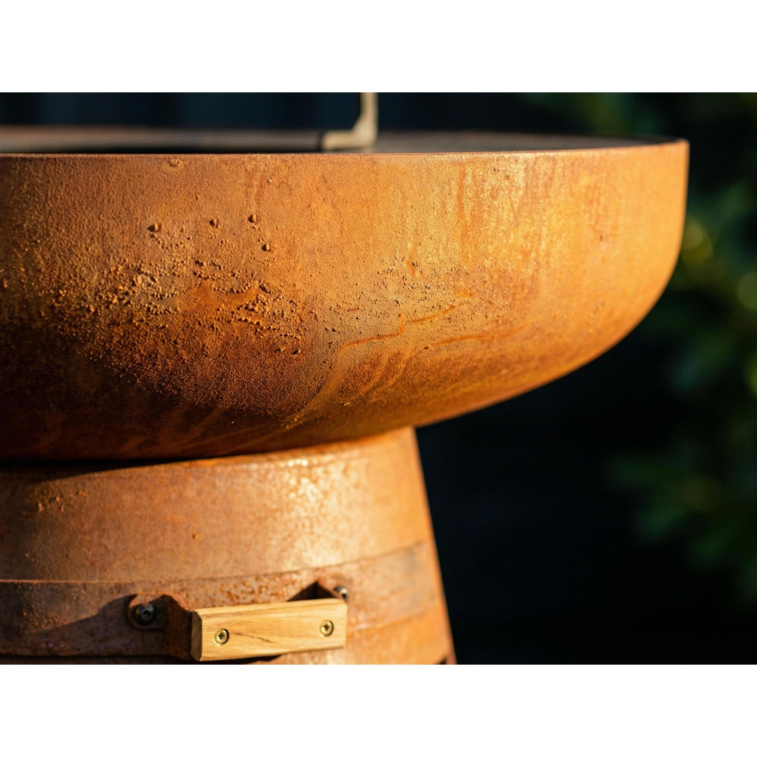 Barbecue rond avec plaque d'acier ronde et grille