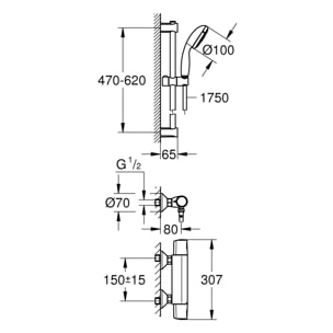 GROHE Precision Trend Ensemble de douche thermostatique Chromé 34237002