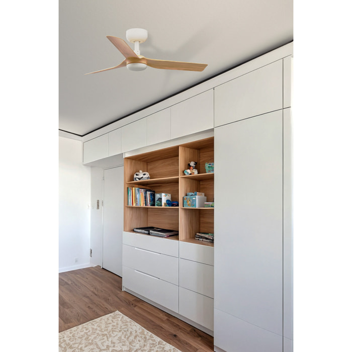 MINI PUNT S Ventilateur de plafond blanc/bois clair TUYA