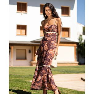 Vestido midi de tirantes con Corte Imperio y Volante