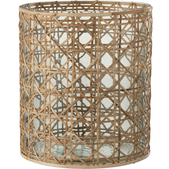 J-Line photophore Candice - verre/rotin - naturel