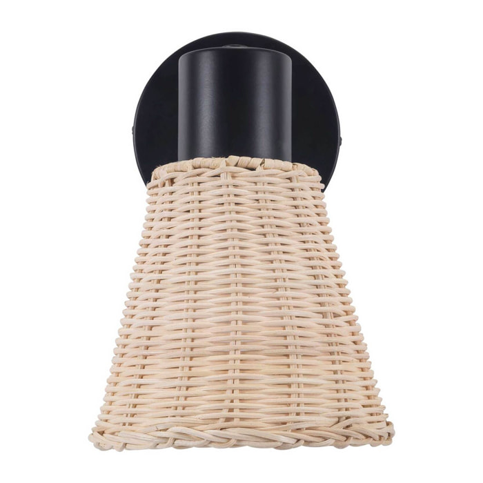 Forlight Nature plafón negro y rattan natural para bombilla E27
