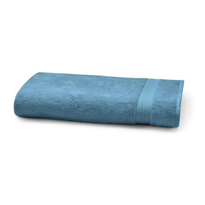 Serviette eponge pur coton 550 g/m² uni bleu Elea canard