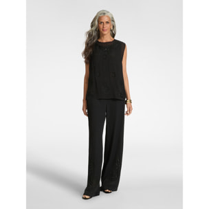 Elena Mirò - Blusa in georgette traforata - Nero
