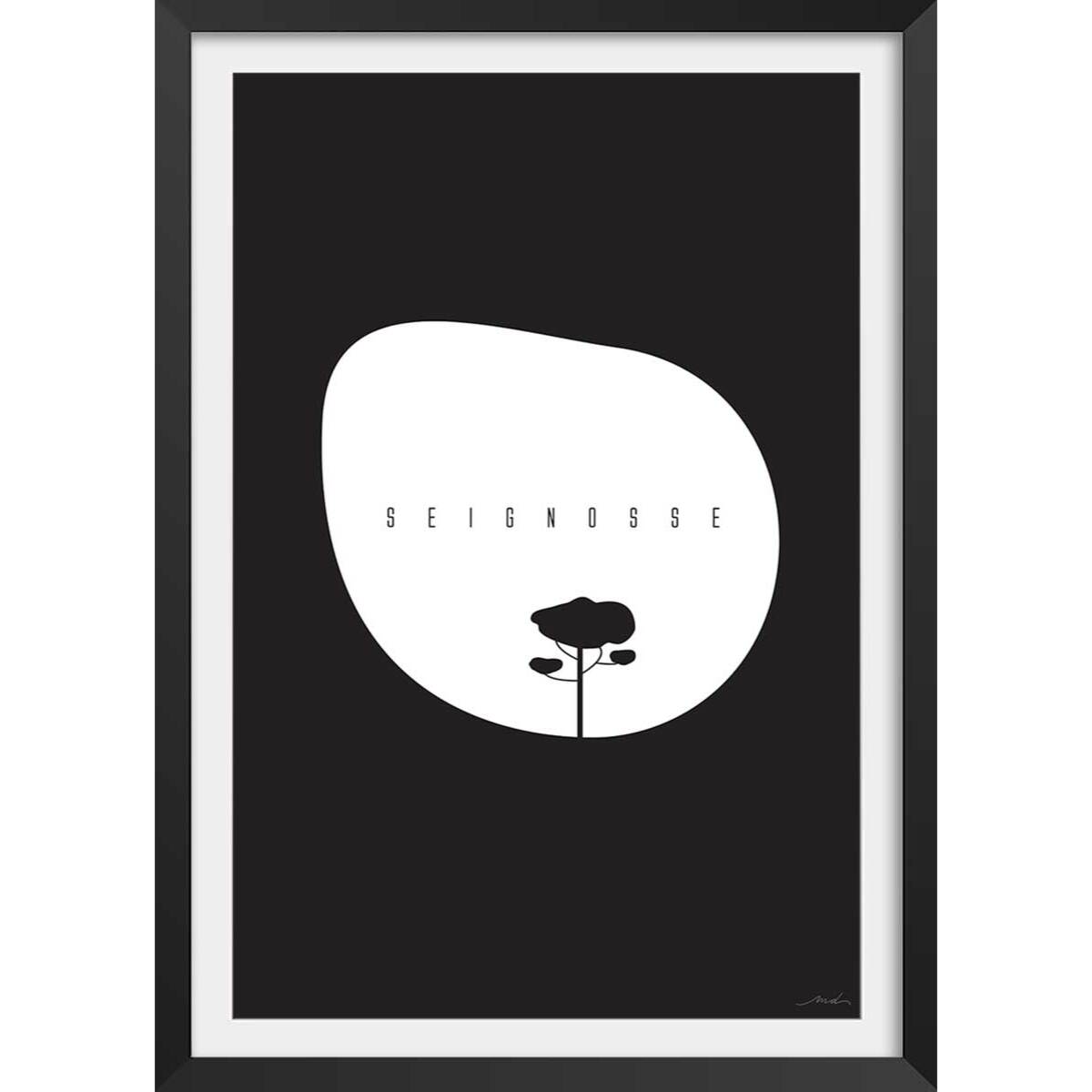 Affiche minimal seignosse Affiche + cadre en bois - Noir